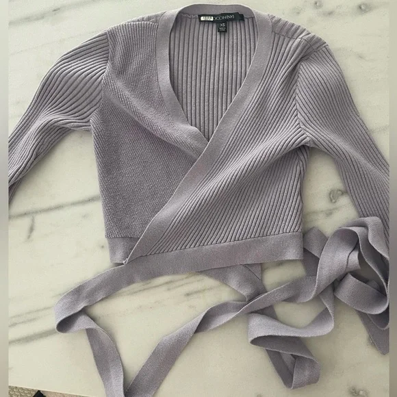 Toccin purple knit wrap sweater. Cropped. Size XS - Picture 7 of 15